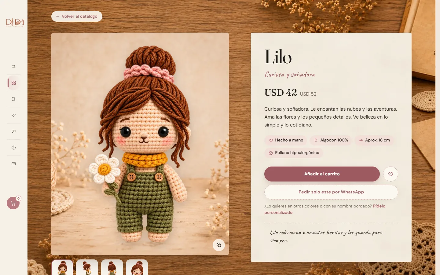 Página del personaje Lilo con galería, precio y botón de añadir al carrito