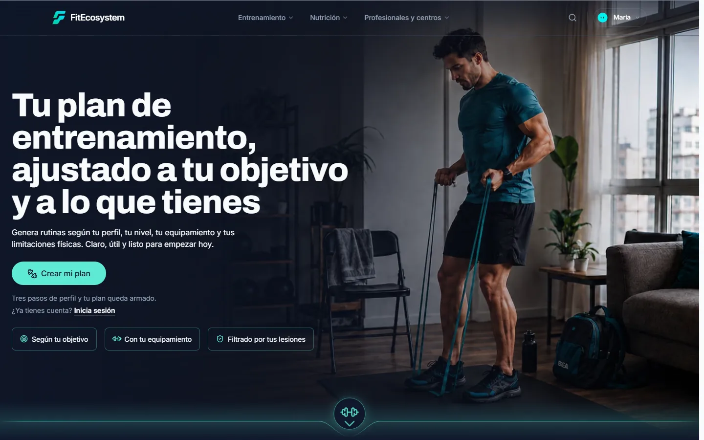 Portada de FitEcosystem con el mensaje sobre entrenar con lo que tienes