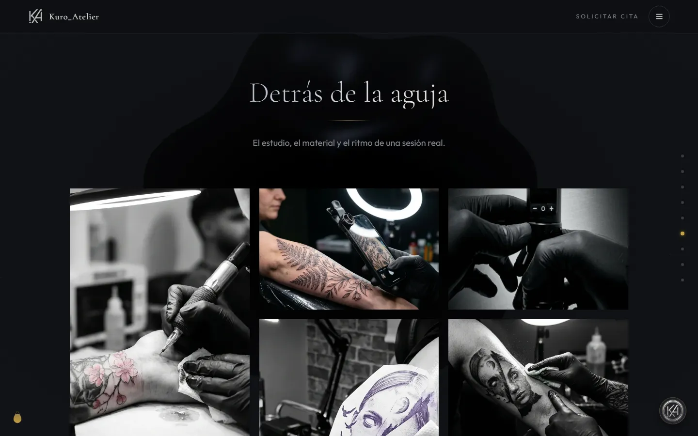 Mosaico de fotos del estudio durante sesiones de tatuaje