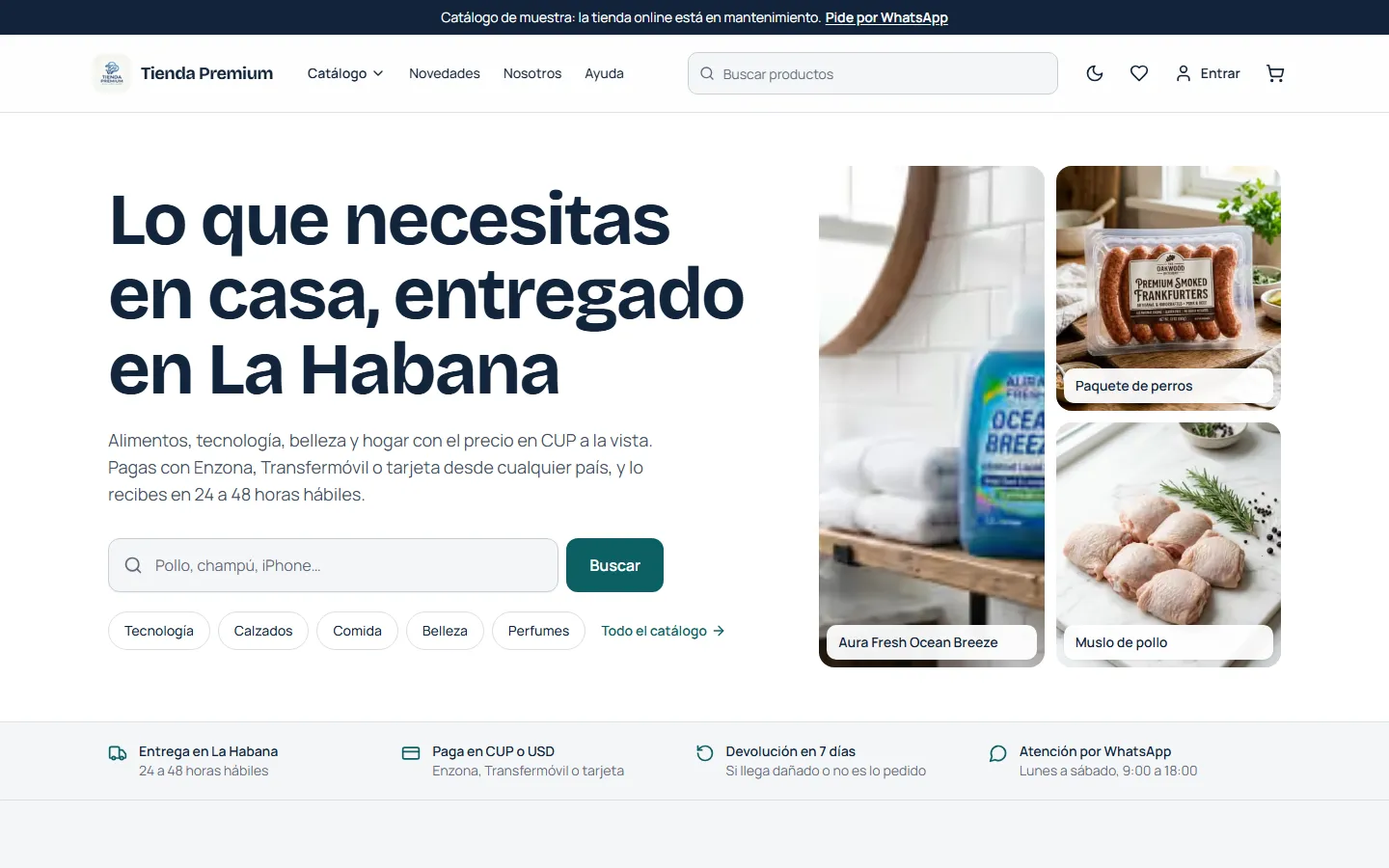 Portada de Tienda Premium en modo claro y oscuro