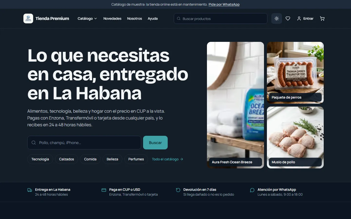 Portada de Tienda Premium en modo claro y oscuro