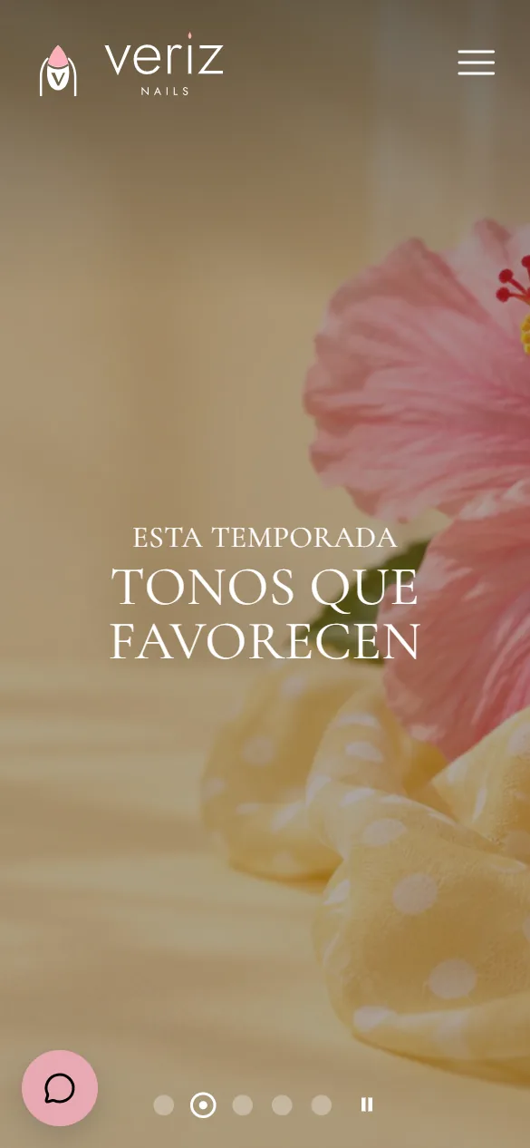 Portada y servicios de Veriz Nails en móvil